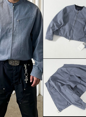 24AW日系潮牌HIDE IN HILLS休闲宽松纯色拉链牛仔夹克外套男女款