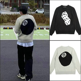 2025秋冬新款双骰子图案套头针织衫柔软男女宽松马海毛羊毛衣潮牌