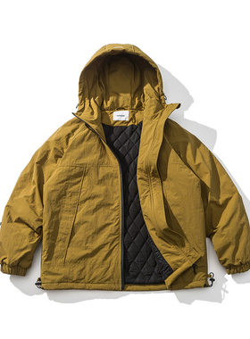 日系古着 25冬季新款复古潮牌cityboy户外休闲工装连帽棉服男棉衣