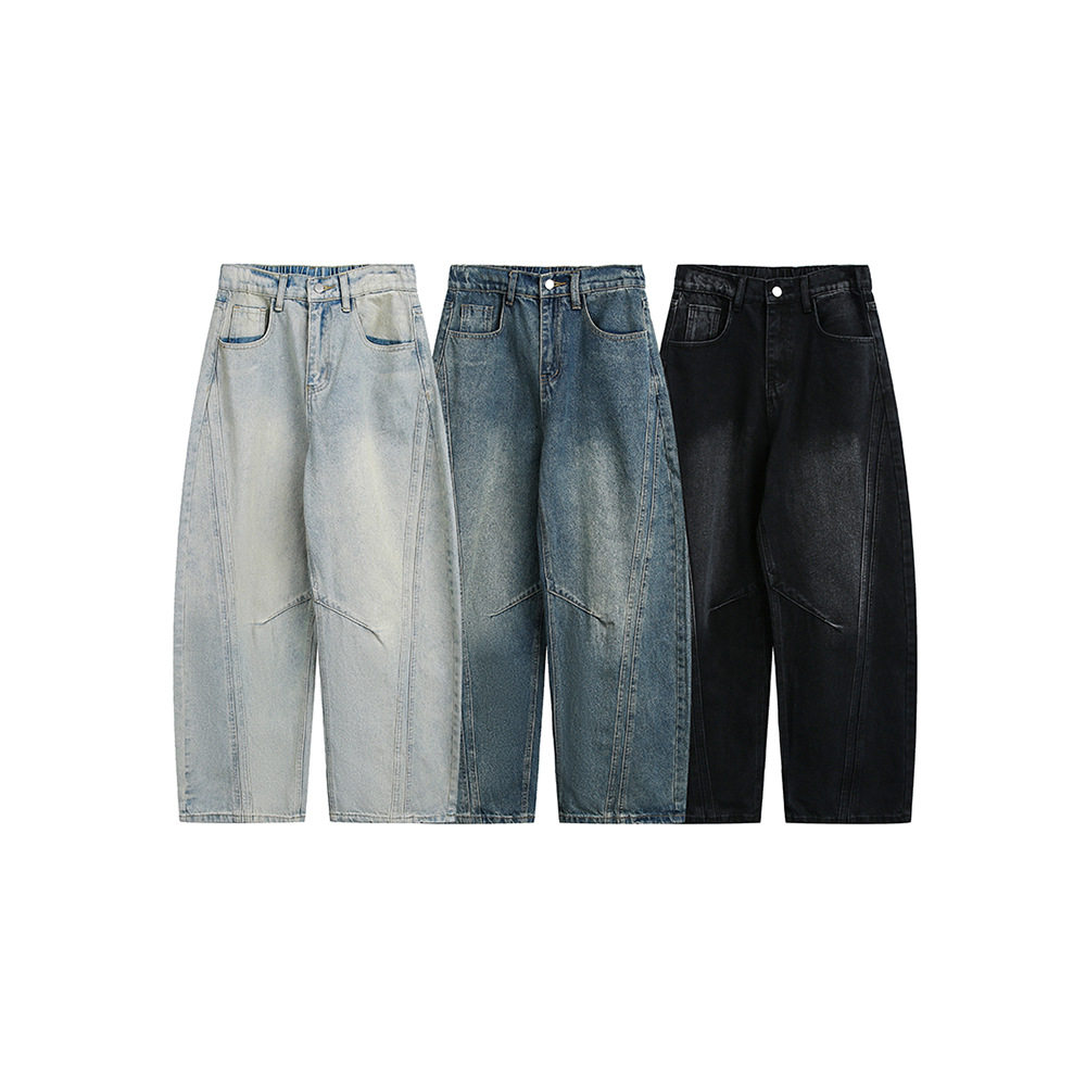 日系美式复古解构牛仔裤设计感弯刀裤男女春季新款宽松显瘦长裤潮,男装,牛仔裤,淘宝优惠券,粉丝福利购,淘宝优惠卷