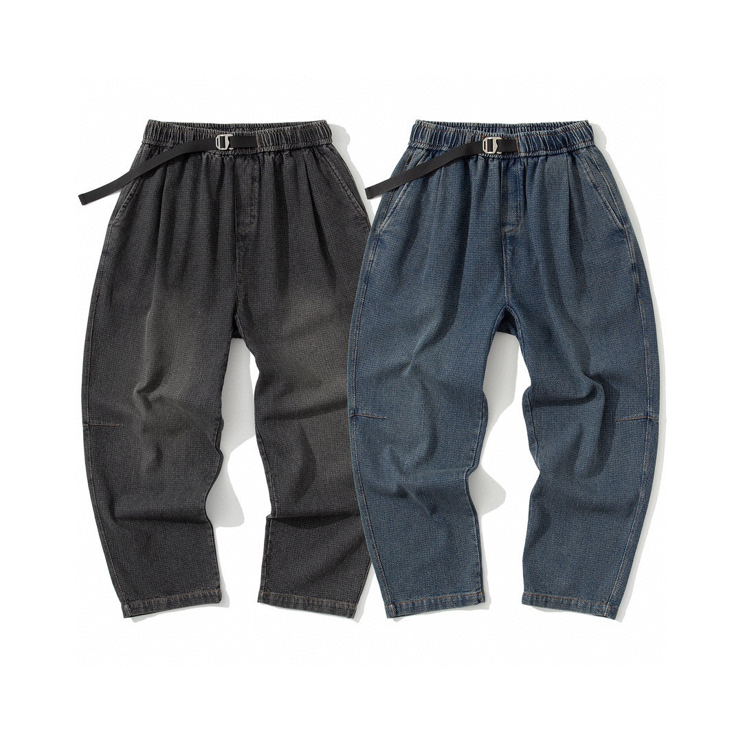 春季日系水洗工装牛仔裤男士长裤宽松阔腿裤直筒休闲裤潮牌男裤子