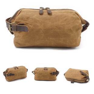 25AW KAPITAL平田和宏纯棉牛皮日系复古男女潮流手抓包旅行洗漱包