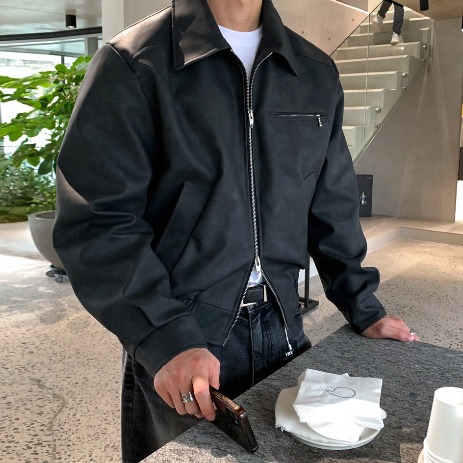 日系高级感痞帅短款皮衣男女秋季宽松休闲夹克韩系通勤风百搭外套