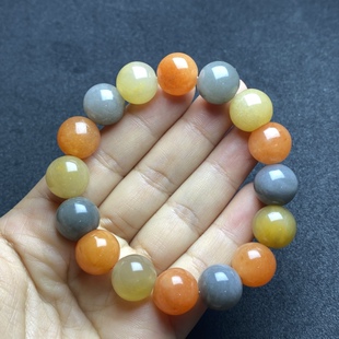 金丝玉乌尔禾新疆彩玉戈壁玉天然彩石手链圆珠彩珠糖果手串手链