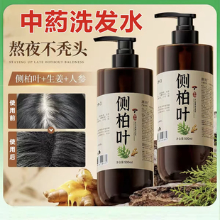 潮抱手工熬制侧柏叶洗发水植物养发草本天然无添加控油蓬松500ml
