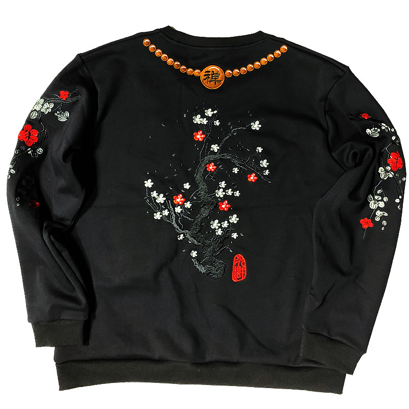 【特价款】鲁智深一身花绣刺文身刺青棉秋冬圆领男士加绒国潮卫衣