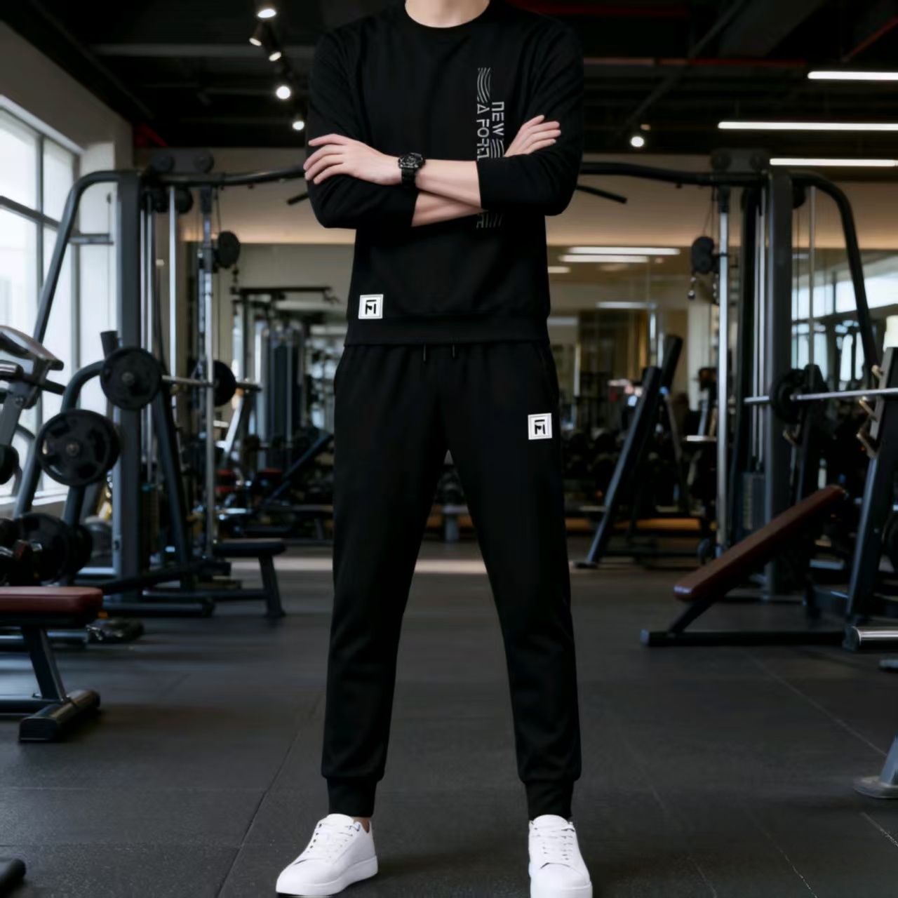 2025新款男装休闲两件套潮流轻奢韩版加入卫衣卫裤工装运动服套装