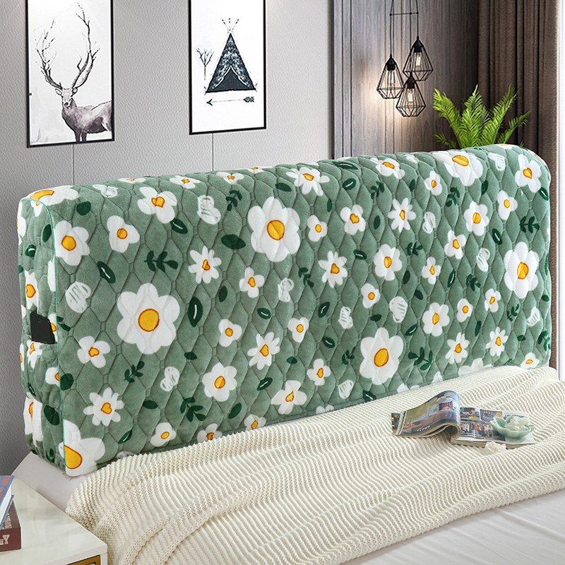 牛奶绒全包床头罩加厚夹棉床头套软包靠背罩简约现代防尘罩保护套