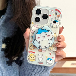 韩风ins可爱卡通童趣少女睡帽吉伊卡哇磁吸支架17promax适用iphone16pro双层15手机壳14苹果13硬壳防摔保护套