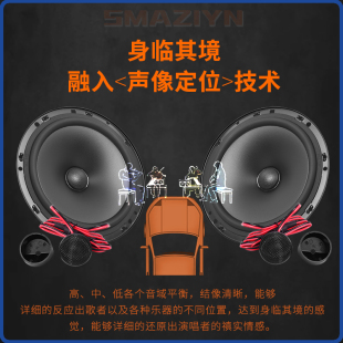 汽车音响低音无损升级人声专车专用同轴二分频套装 喇叭扬声器改装