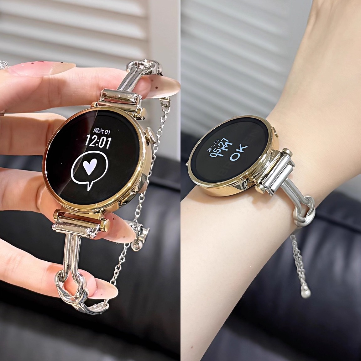 适用于华为手表gt5扭结金属手镯表带watch4/5pro手环8/9/10腕带女