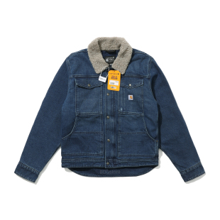 Carhartt 106323卡哈特主线水洗牛仔夹克外套加厚羊羔绒保暖棉服