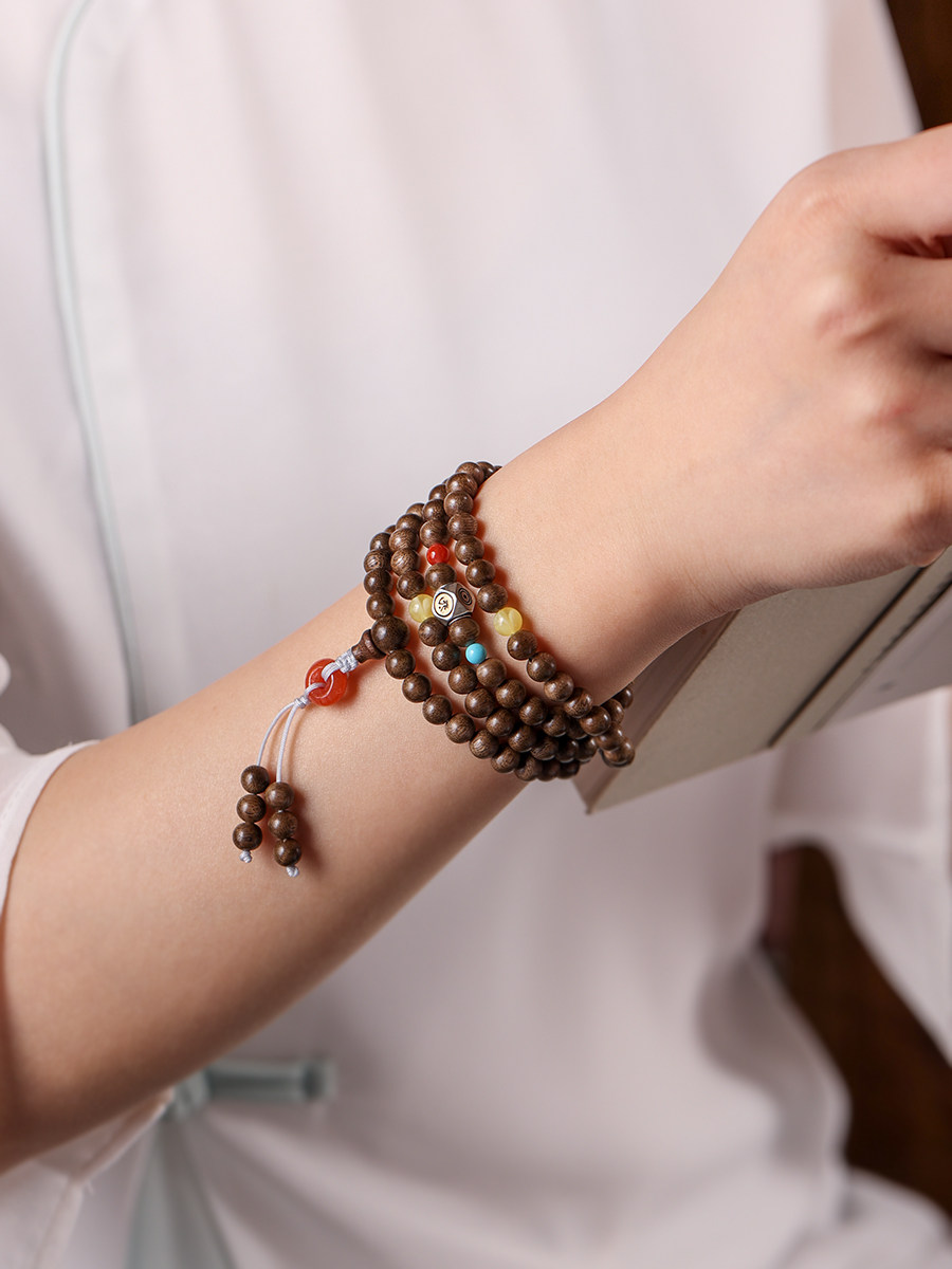 십이지신상 황도대불 황도년 천연 칼리만탄 침향 108구슬 남녀문화장난감팔찌