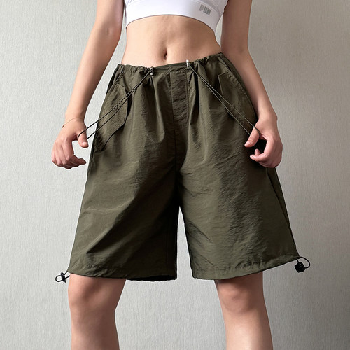 健身女孩五分裤宽松运动工装裤