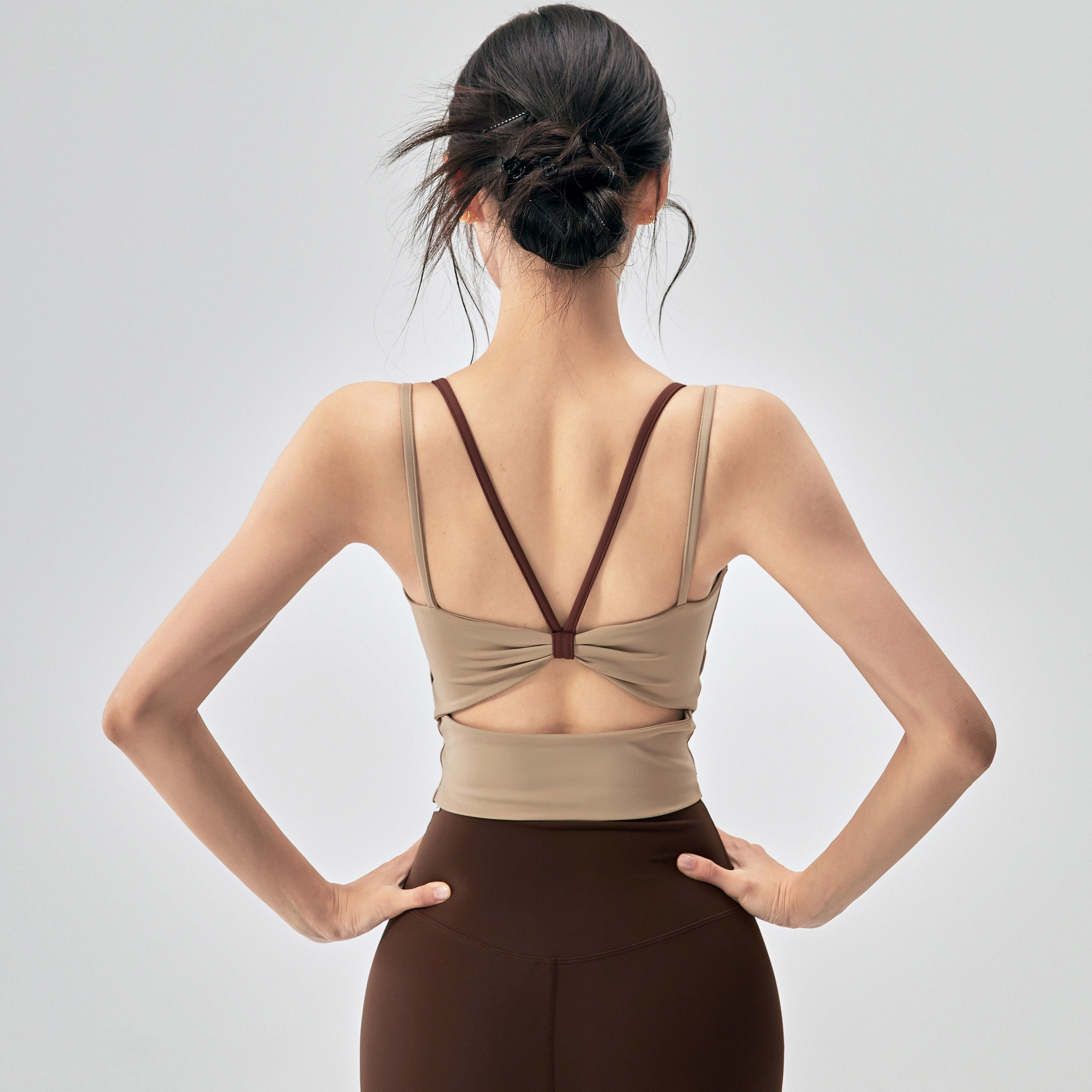 健身女孩美背运动内衣一体式防震拼色瑜伽背心外穿跑步训练文胸新