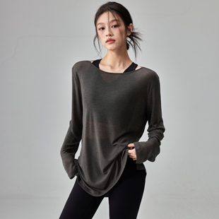 显瘦普拉提t恤 透气速干运动上衣夏季 健身女孩宽松薄款 瑜伽服罩衫