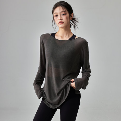 健身女孩宽松显瘦薄款瑜伽服罩衫