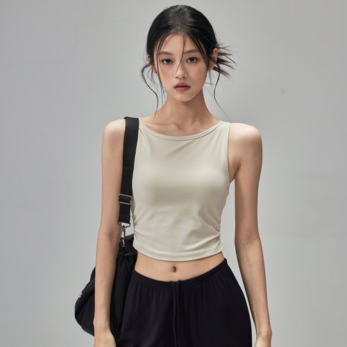 健身女孩带胸垫显瘦外穿瑜伽背心