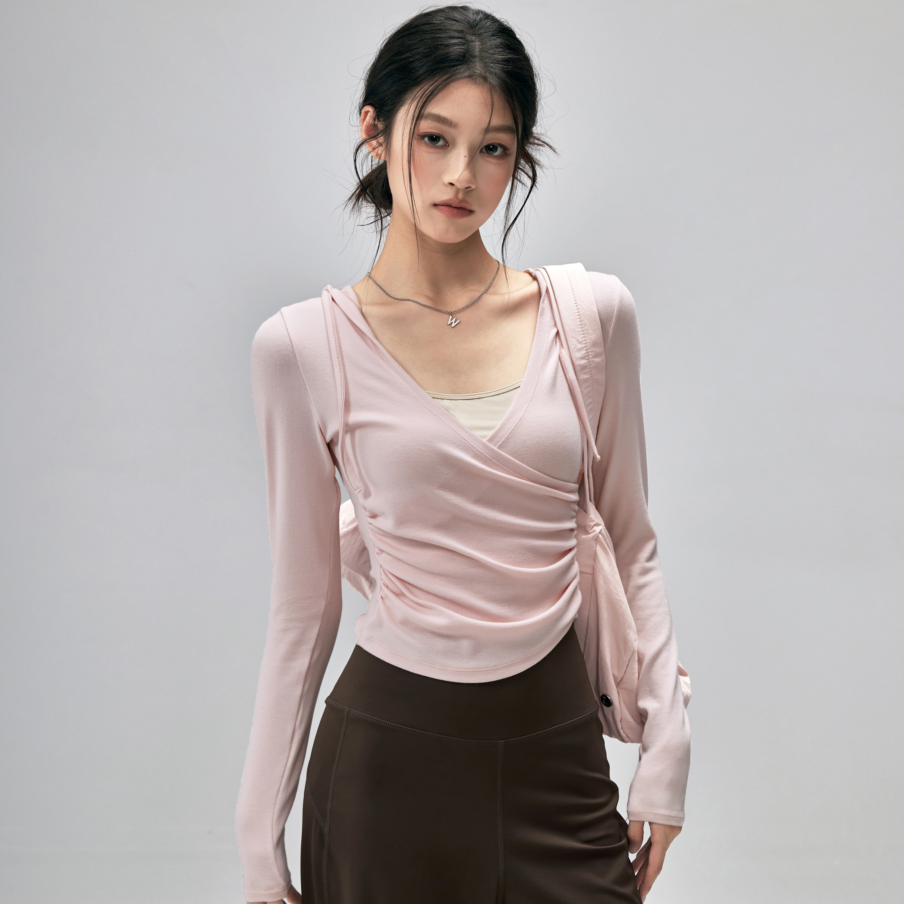 健身女孩少女感瑜伽服长袖新收腰显瘦运动罩衫透气普拉提训练上衣