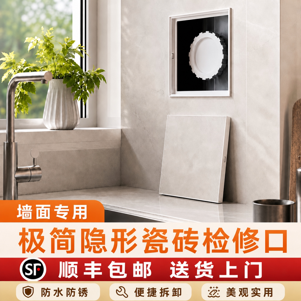 200x200瓷砖检修口孔隐藏式成品铝合金墙面无边框检查口装饰盖板