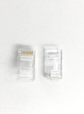8芯网线水晶头8P4C网络水晶头四芯监控双绞线接头100颗盒RJ45