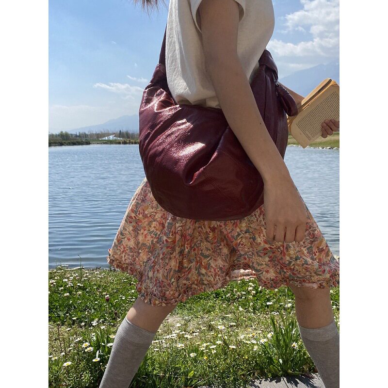 春夏油画风天丝棉木耳边中长裙女