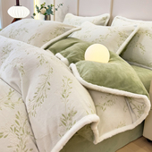 2025新款 高克重烂花牛奶绒兔毛包边款 四件套