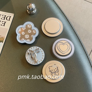 ins冷淡风银色日韩花朵镜子适用MagSafe磁吸支架手机强力吸附新款