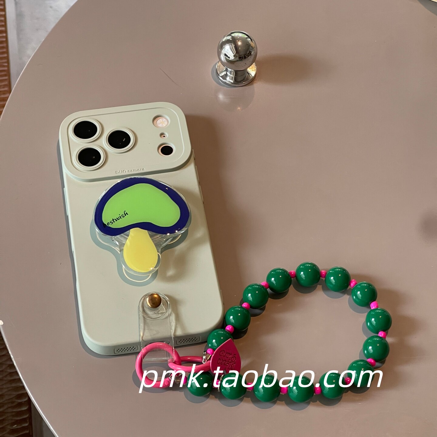 ins小清新青绿蘑菇支架手绳手链适用iPhone17promax手机壳16pro苹果18串珠链条14pro防摔15保护套软13手提女