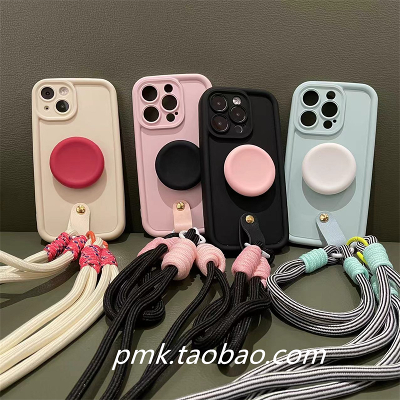 撞黑盖帽硅胶支架苹果15手机壳