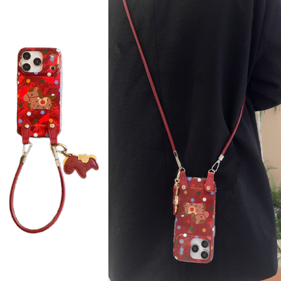 波点小马吊坠手腕带挂绳17手机壳