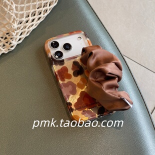 ins锡纸纹涂鸦不规则色块丝巾手腕带子适用苹果16promax新款17pro手机壳iPhone13promax硬壳15/14保护套手提