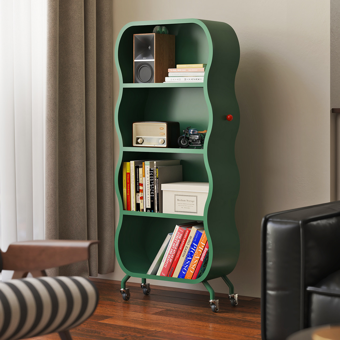 落地书架移动多层收纳架客厅展示架子卧室置物架家用餐厅储物架子