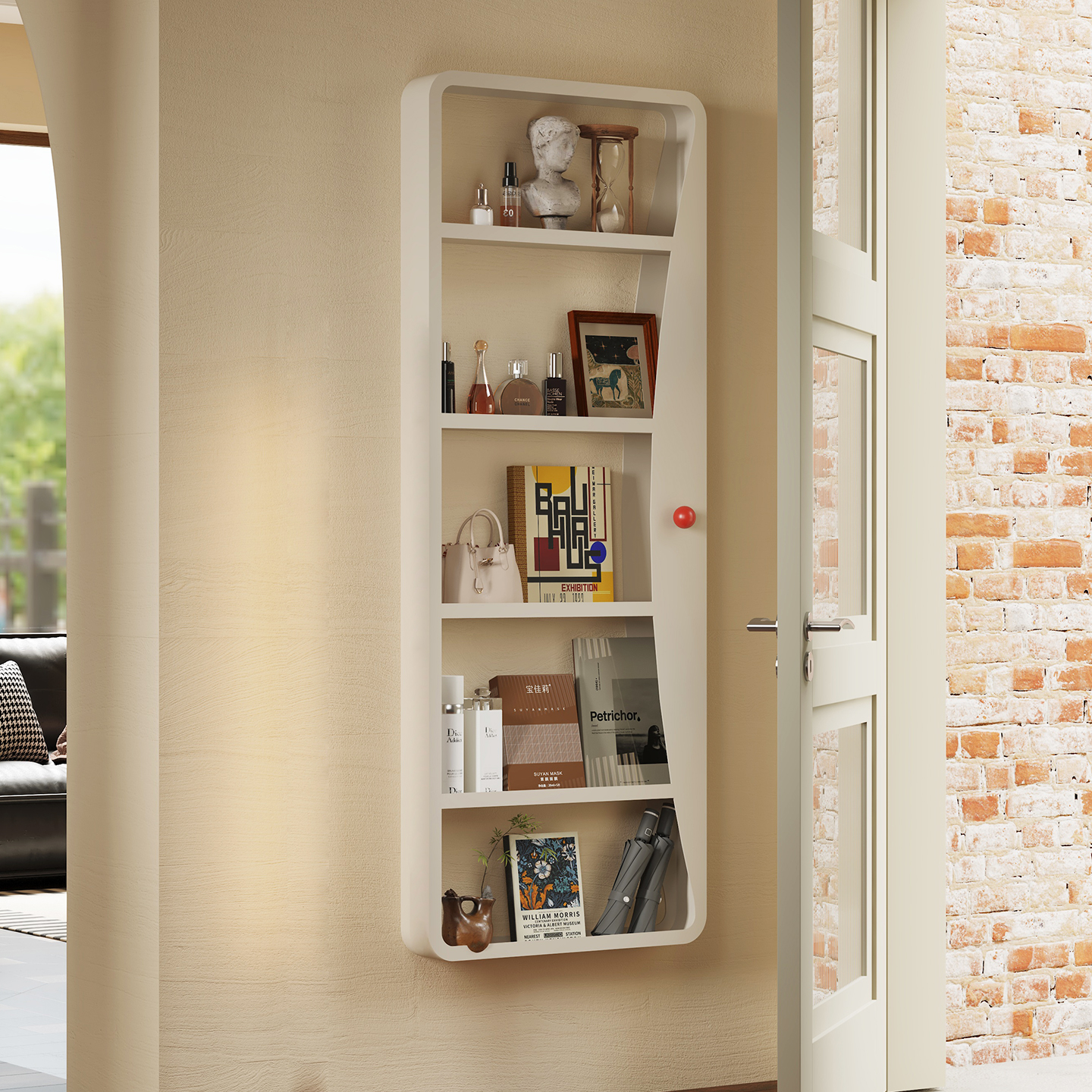 家用墙上壁挂置物架挂墙书架门后超薄夹缝展示储物架餐厅收纳架子
