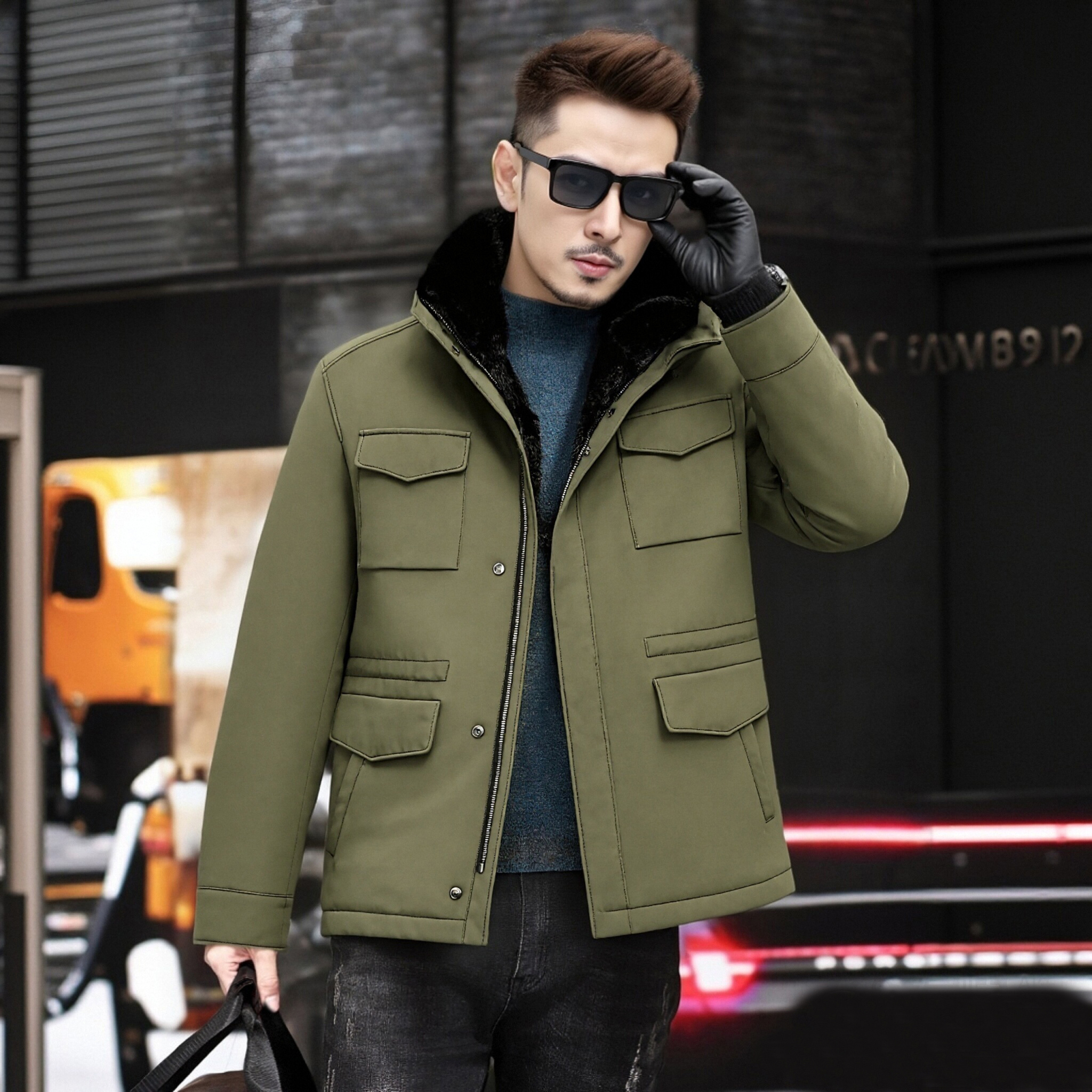 夹克男水貂内胆新款冬季短款外套