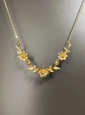 Sage Vintage古着 Flourishing flowers leave气质项链