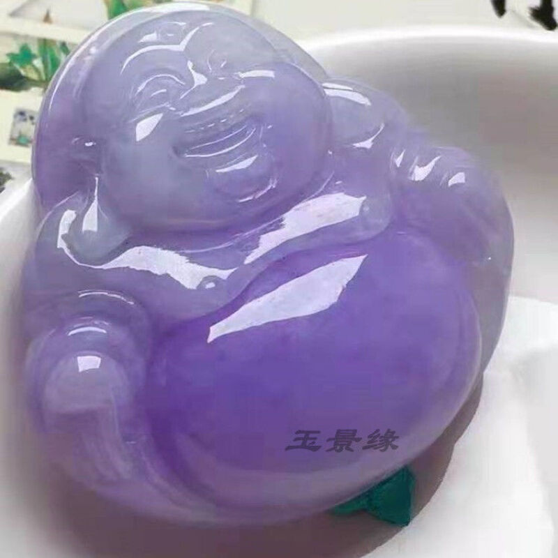 拍老坑玉石佛公挂件紫罗兰翠色笑佛大肚佛玉佩吊