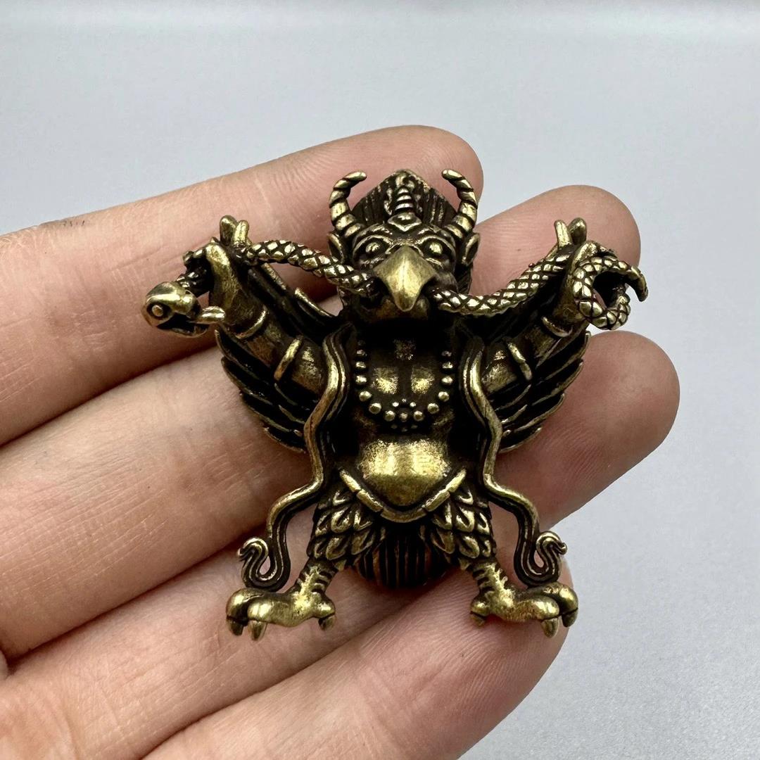 黄铜大鹏金翅鸟铜密宗佛护法铜器藏饰挂件大鹏鸟藏族摆件