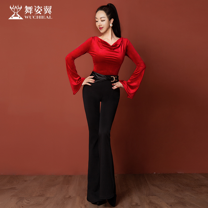 舞姿翼丝绒形体服女上衣