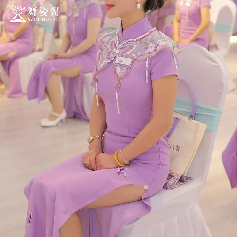 舞姿翼新中式国风旗袍夏季改良款复古风日常连衣裙云肩仙女款高端