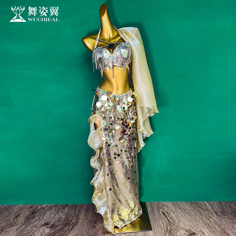 舞姿翼东方舞肚皮舞腰头亮片套装高端舞台演出服装