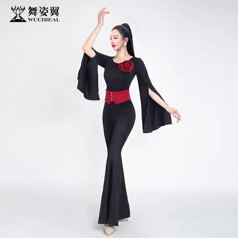 舞姿翼形体走秀演出服女装舞蹈服练功服套装四季通用(清)