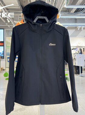 鸿星尔克运动风衣女加绒防风保暖