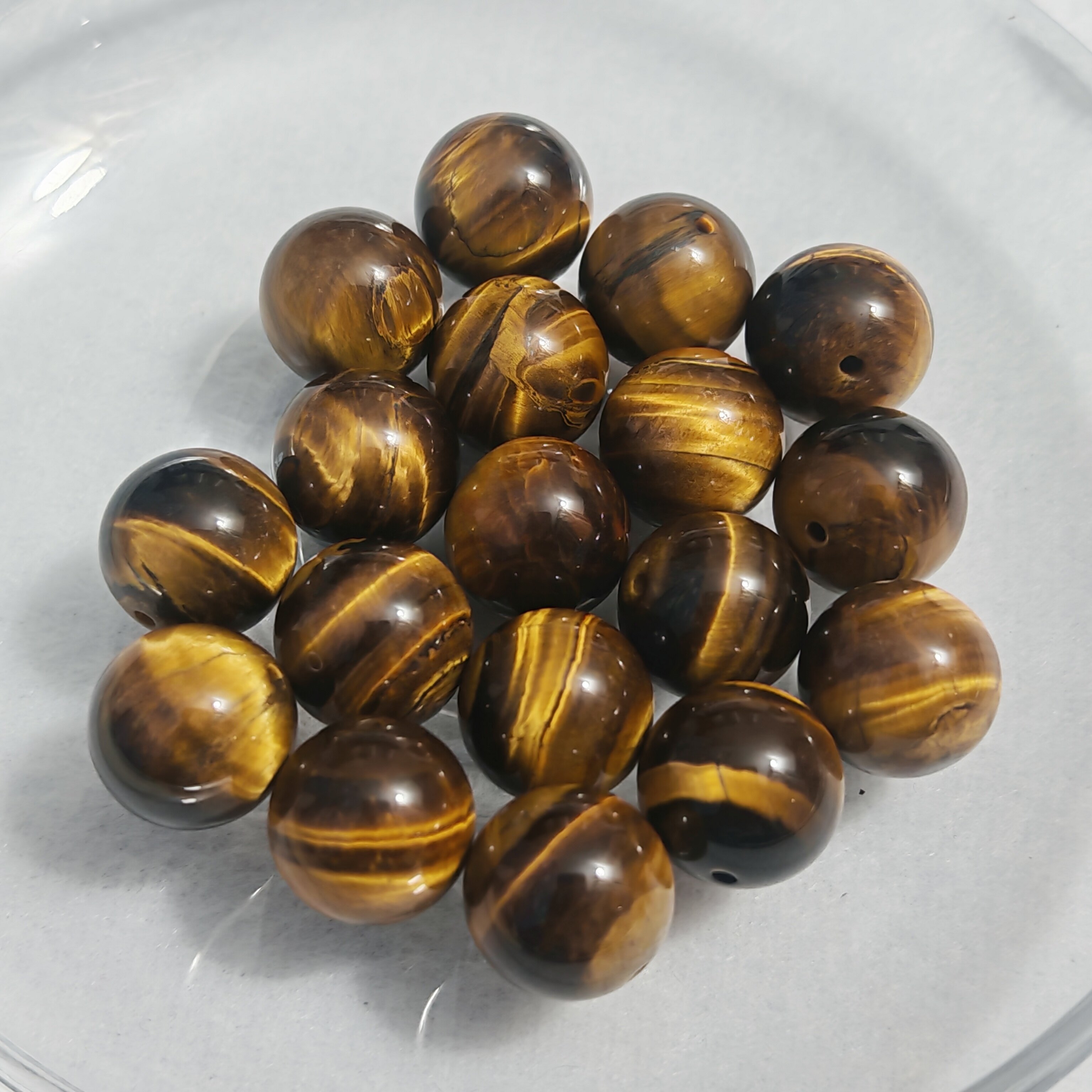 天然木变石黄虎眼14mm-16mm圆珠手链散珠配件单珠