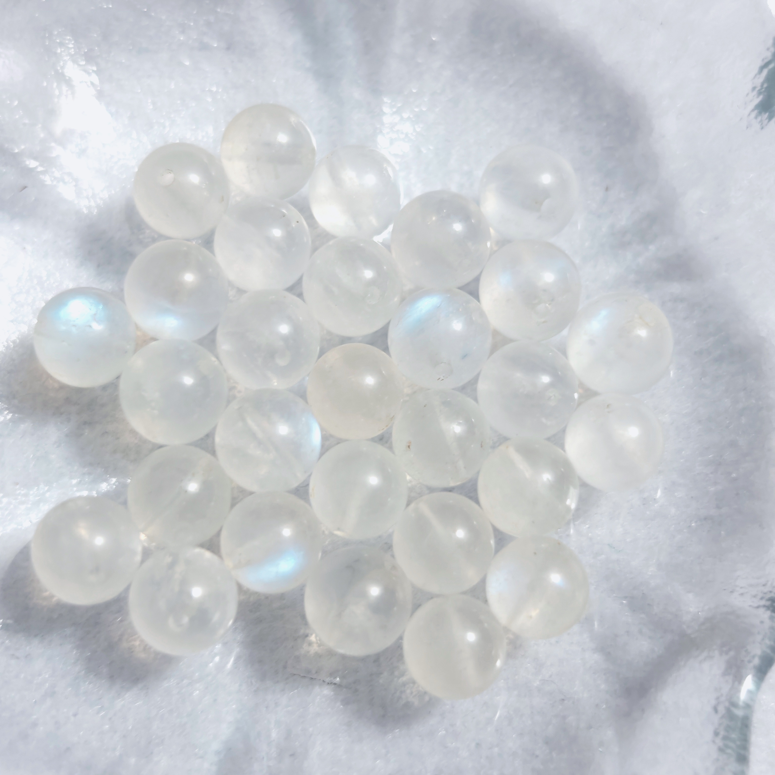 天然斯里兰卡蓝月光石圆珠7mm-9mm单珠手工DIY串珠配件