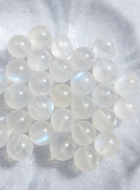 天然斯里兰卡蓝月光石圆珠7mm-9mm单珠手工DIY串珠配件