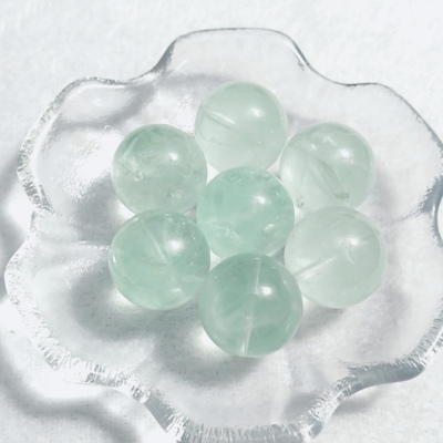 天然薄荷曼波绿萤石19mm-20mm圆珠单珠散珠手工DIY手链项链配件