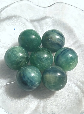 天然蓝绿晶石15.5mm蓝晶石圆珠手链单珠配件