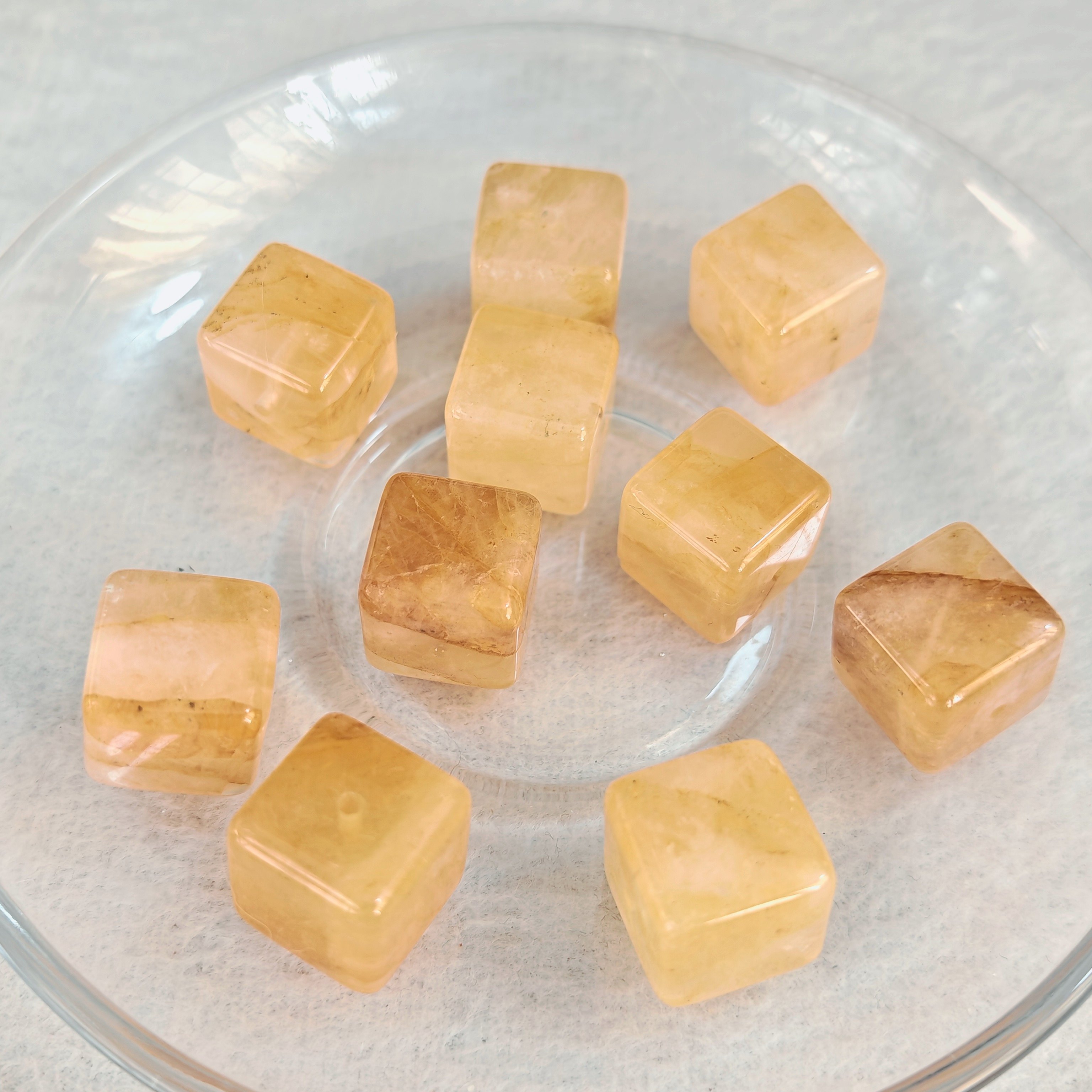 天然冰糖雪梨黄胶花方糖方块13mm-14mm手工串珠配件