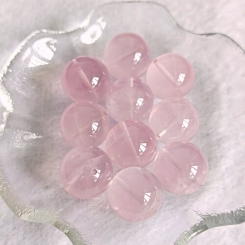 天然马达加斯加冰透粉水晶果冻粉8.5mm-13mm单珠DIY手工串珠配件